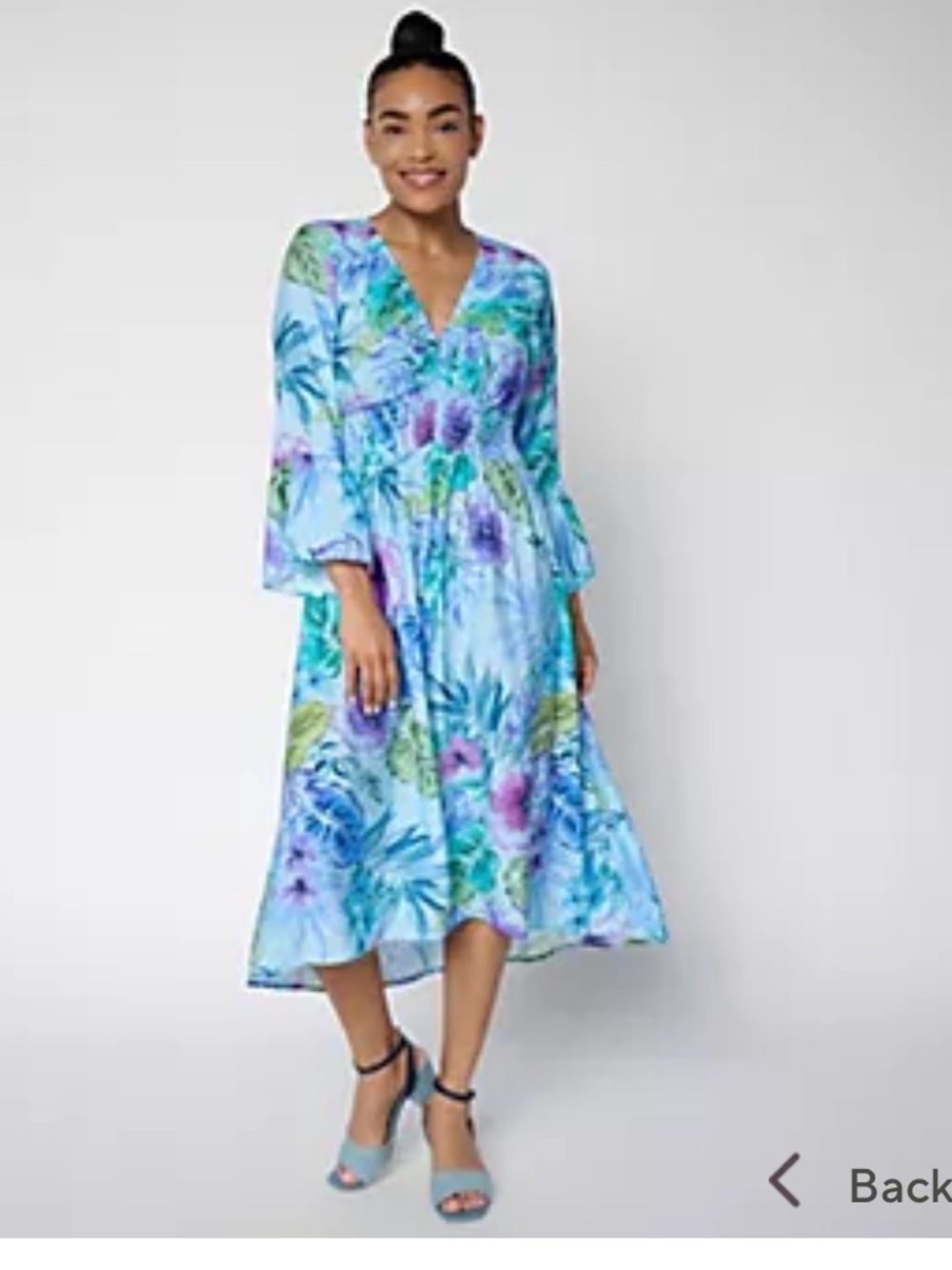 Susan Graver regular printed dolce woven, smart waist, midi dress NWOT
